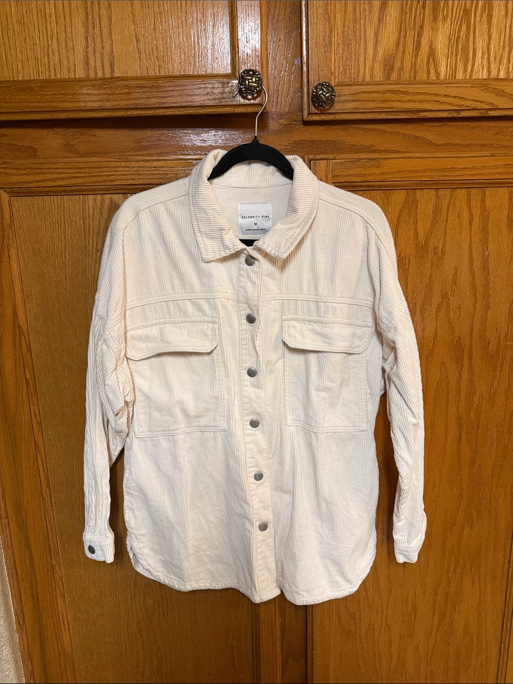 Celebrity Pink Cream Corduroy Shacket